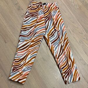 Ann Taylor Multicolor Zebra Print Women’s Linen Cropped Pants XSP Petite